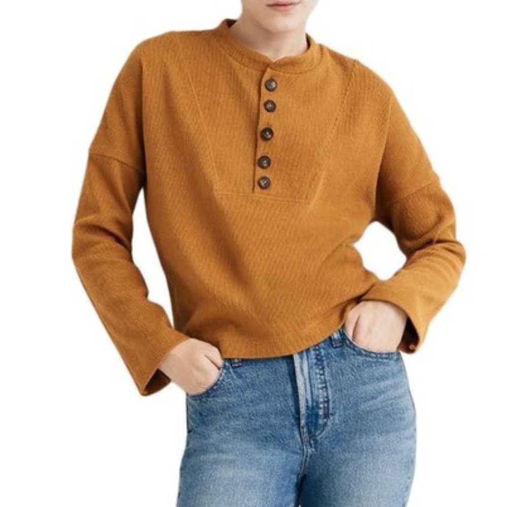 Madewell Texture & Thread Seamed Henley Top